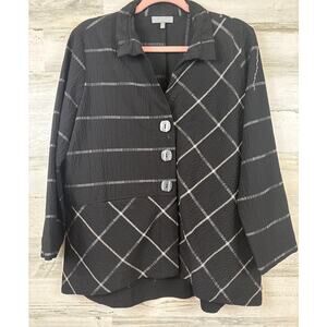 Habitat Womens M Black White Plaid Button Up Shirt Casual Artwear Chic